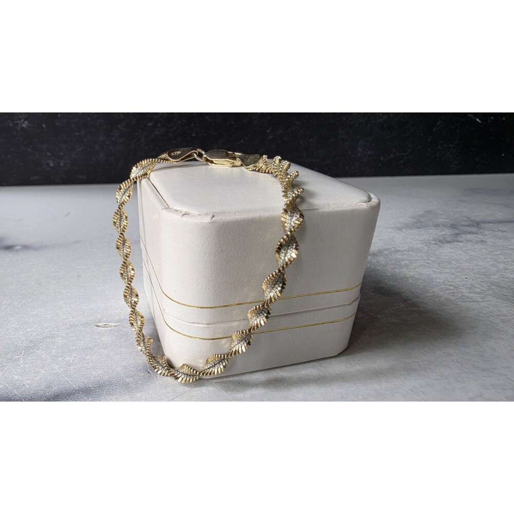 Italian Vermeil And 925 Sterling Silver Twisted Chain Bracelet Vintage